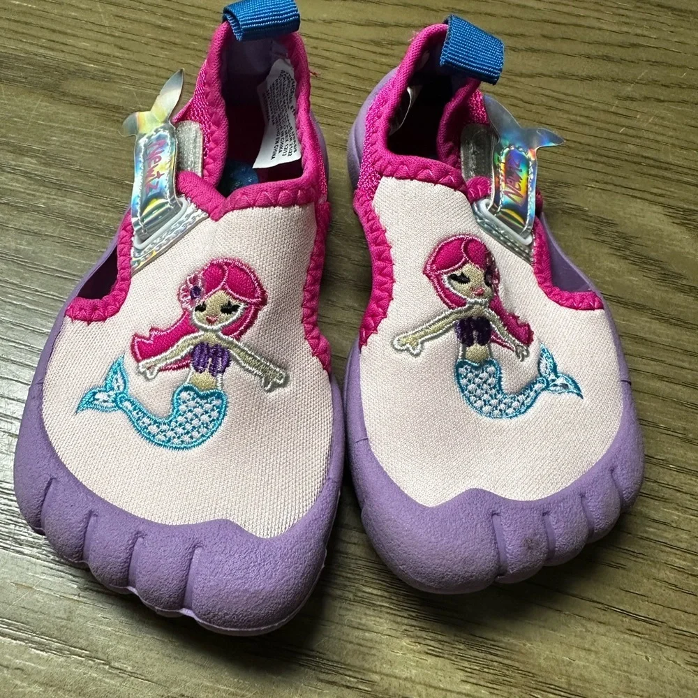 Newtz Pink and Purple Slip-On Water Shoes with Mermaid Design